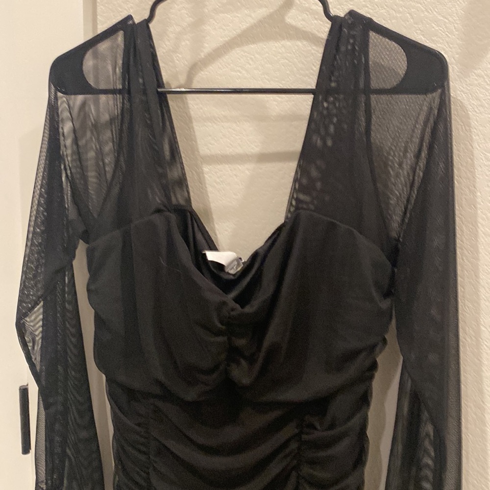 NEW Sexy Black See Through Ruched Midi Dress Plus Size 2x by Fashion Nova NWT - Picture 12 of 15